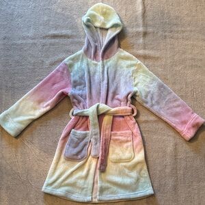 Cuddl Duds Girls Plush Hooded Robe Pastel Tie-Dye Size 6/6X